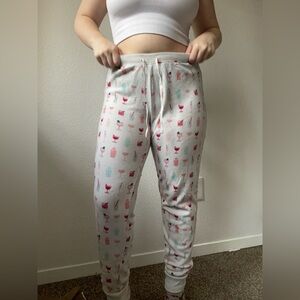 Women's White Drink Print PJ Bottoms